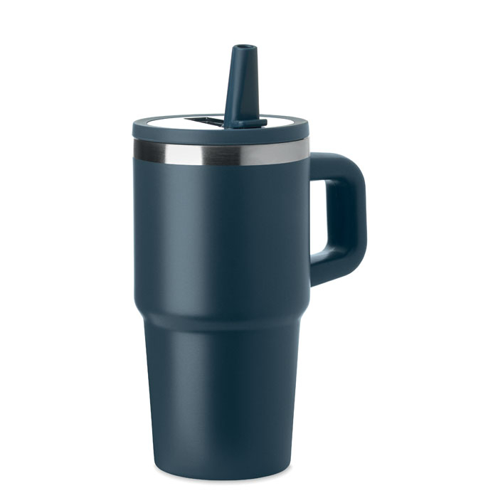 Gobelet isotherme personnalisé 500 ml avec paille Aland Bleu marine